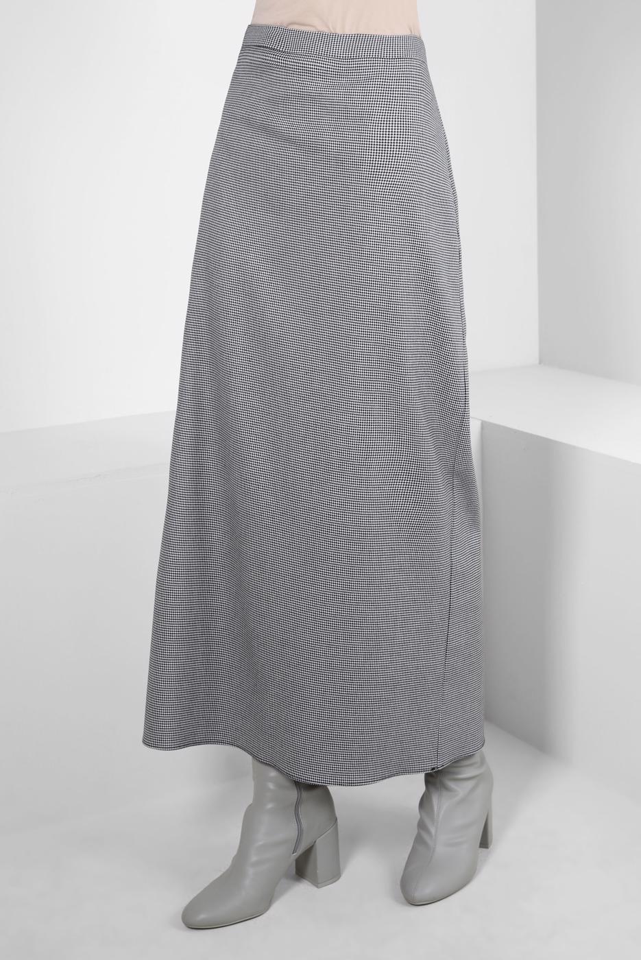 Tesettür giyim SİYAH ALVİNA PÖTİKARE DESENLİ ETEK T 60505