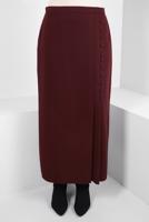 Tesettür giyim BORDO ALVİNA DÜĞME DETAYLI ETEK T 60512