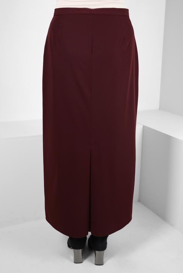 Tesettür giyim BORDO ALVİNA DÜĞME DETAYLI ETEK T 60512 - TRENDTESETTÜR