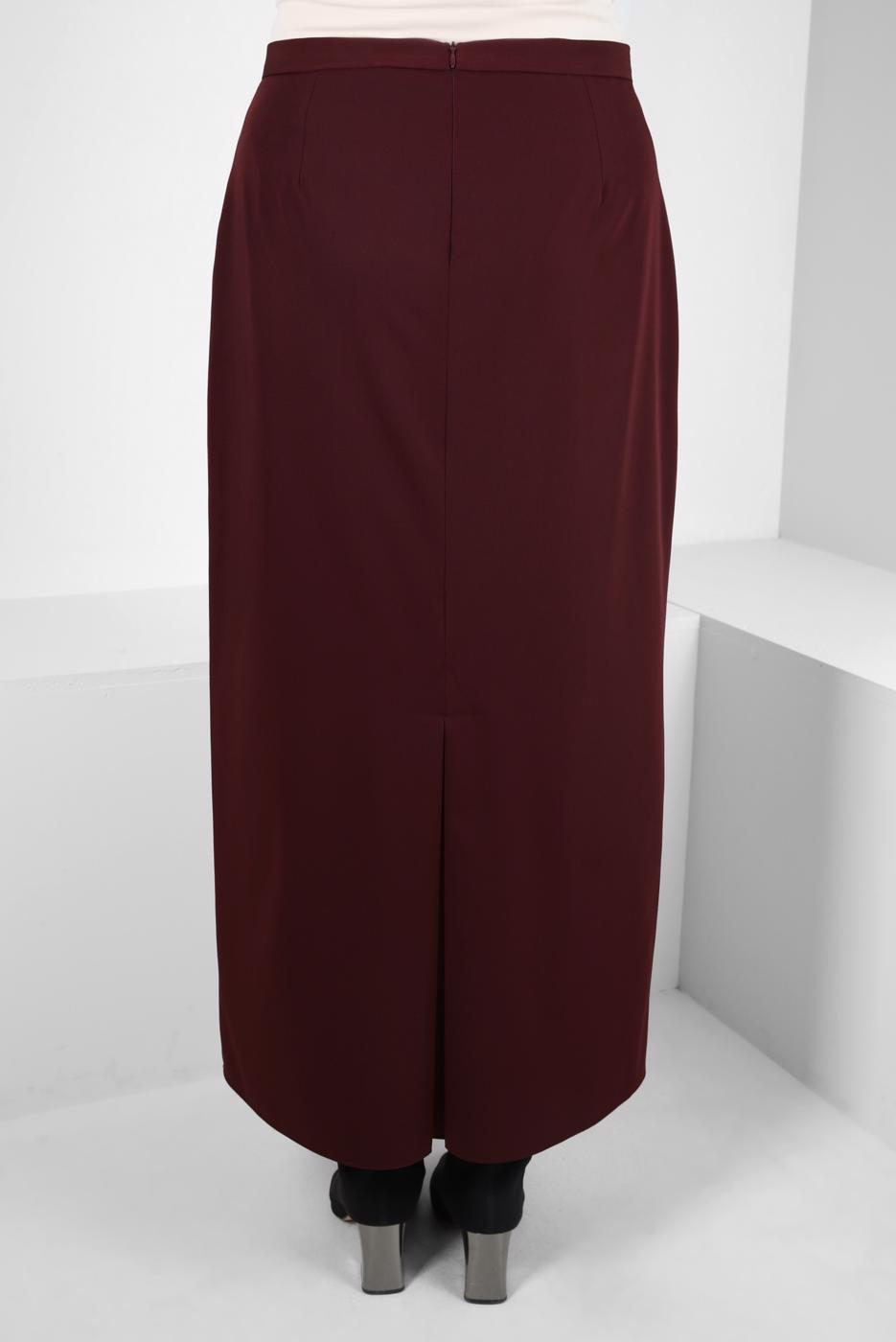 Tesettür giyim BORDO ALVİNA DÜĞME DETAYLI ETEK T 60512