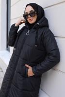 Tesettür giyim SİYAH KAPÜŞONLU ŞİŞME KABAN T 0215