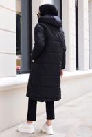 Tesettür giyim SİYAH KAPÜŞONLU ŞİŞME KABAN T 0215