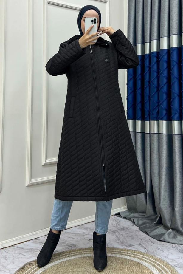 Hijab clothing  ZIPPERED COAT WITH POCKET DETAIL T 428 - TRENDTESETTÜR