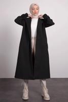 Tesettür giyim SİYAH KRUVAZE YAKA KABAN T 0695