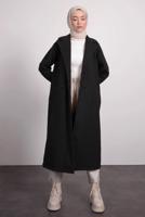 Tesettür giyim SİYAH KRUVAZE YAKA KABAN T 0695