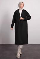 Tesettür giyim SİYAH KRUVAZE YAKA KABAN T 0695