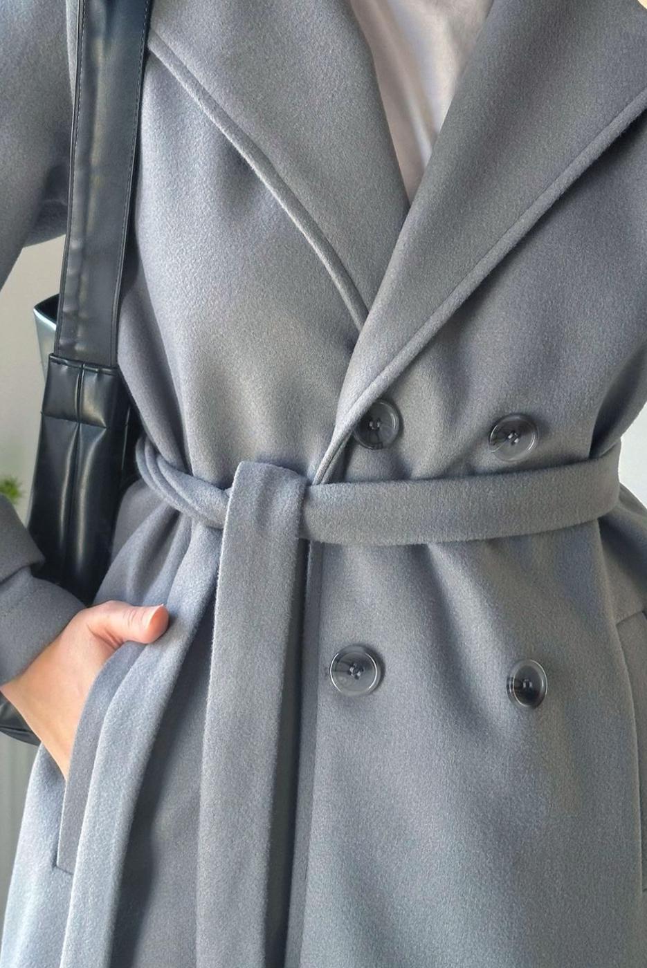 Tesettür giyim GRİ KRUVAZE YAKA KABAN T 0695