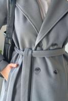 Tesettür giyim GRİ KRUVAZE YAKA KABAN T 0695