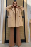 Tesettür giyim TABA KRUVAZE YAKA KABAN T 0777