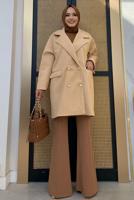 Tesettür giyim TABA KRUVAZE YAKA KABAN T 0777