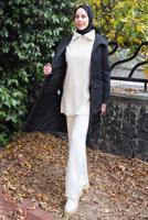 Tesettür giyim SİYAH KAPÜŞONLU KABAN T 0911