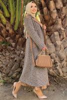 Tesettür giyim TABA KAZAYAĞI DESENLİ KABAN T 0977