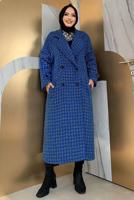 Tesettür giyim LACİVERT DESENLİ CEPLİ KABAN T 1177