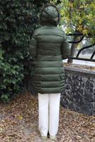 Tesettür giyim HAKİ KAPÜŞONLU ŞİŞME KABAN T 1531