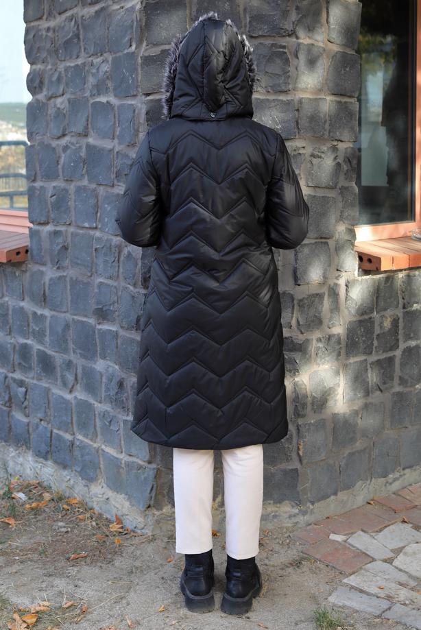 Tesettür giyim  KAPÜŞONLU KABAN T 1823-1 - TRENDTESETTÜR