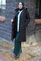 Hijab clothing BLACK HOODED COAT T 1835