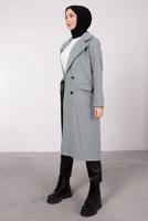 Tesettür giyim GRİ KRUVAZE YAKA KABAN T 2212