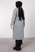 Tesettür giyim GRİ KRUVAZE YAKA KABAN T 2212