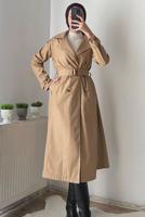 Vêtements hijab BRUN MANTEAU CEINTURE T 3695