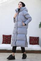 Tesettür giyim GRİ KAPÜŞONLU ŞİŞME KABAN T 4444