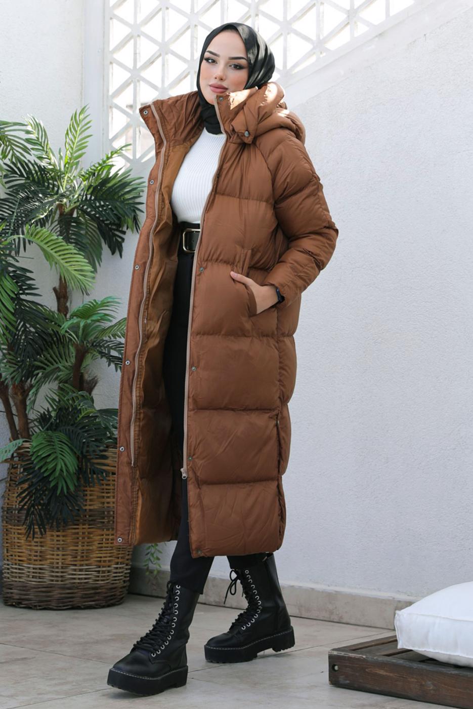 Hijab clothing TABA HOODED PUFFER COAT T 4444