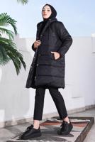 Tesettür giyim SİYAH CEPLİ ŞİŞME MONT T 5444