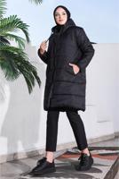 Tesettür giyim SİYAH CEPLİ ŞİŞME MONT T 5444