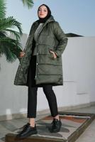 Tesettür giyim HAKİ CEPLİ ŞİŞME MONT T 5444