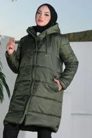 Tesettür giyim HAKİ CEPLİ ŞİŞME MONT T 5444