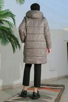 Tesettür giyim VİZON CEPLİ ŞİŞME MONT T 5444