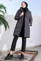 Tesettür giyim GRİ CEPLİ ŞİŞME MONT T 5444