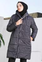 Tesettür giyim GRİ CEPLİ ŞİŞME MONT T 5444