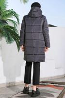 Tesettür giyim GRİ CEPLİ ŞİŞME MONT T 5444