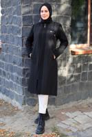 Hijab clothing BLACK HOODED COAT T 628-1
