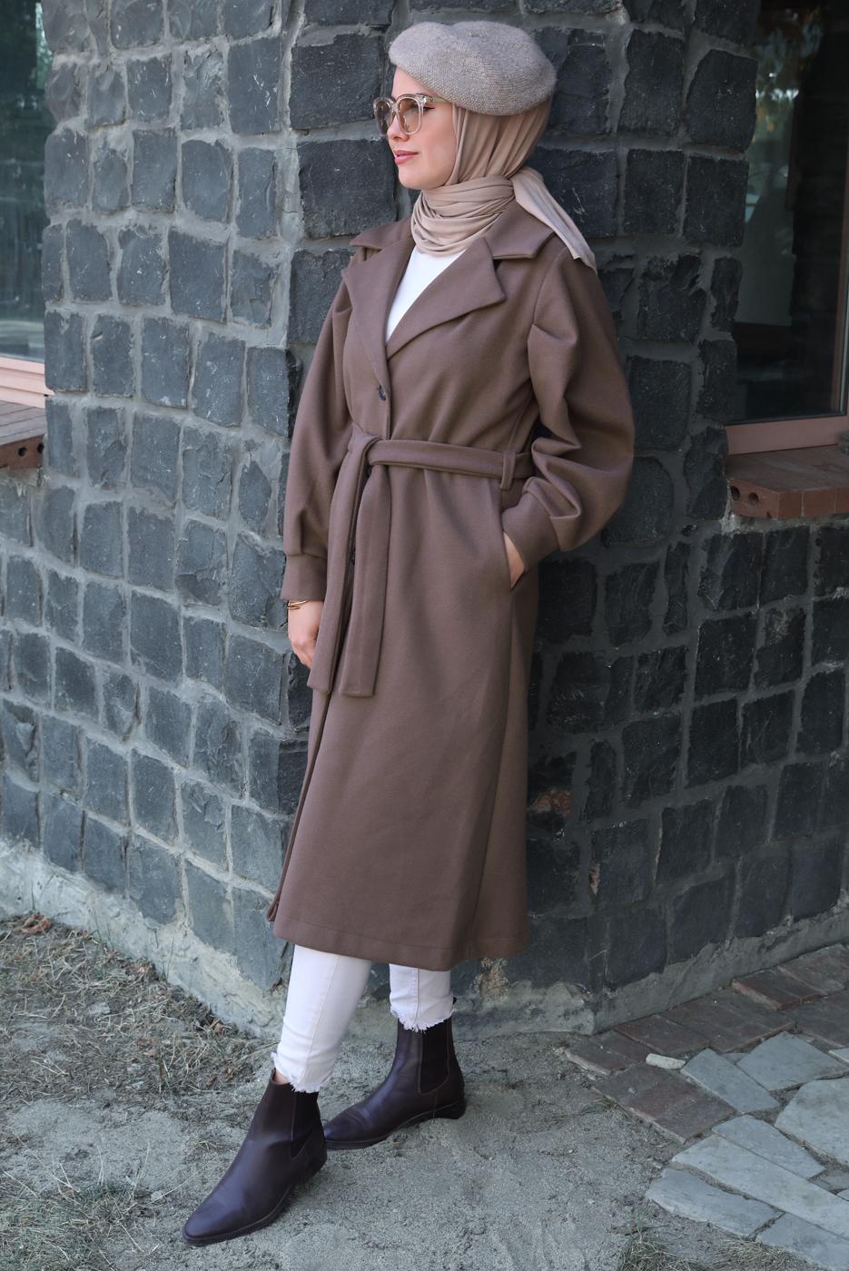 Hijab clothing MINK BELTED COAT T 6495