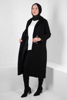 Vêtements hijab NOIR MANTEAU À DOUBLE BOUTONNAGE T 6627