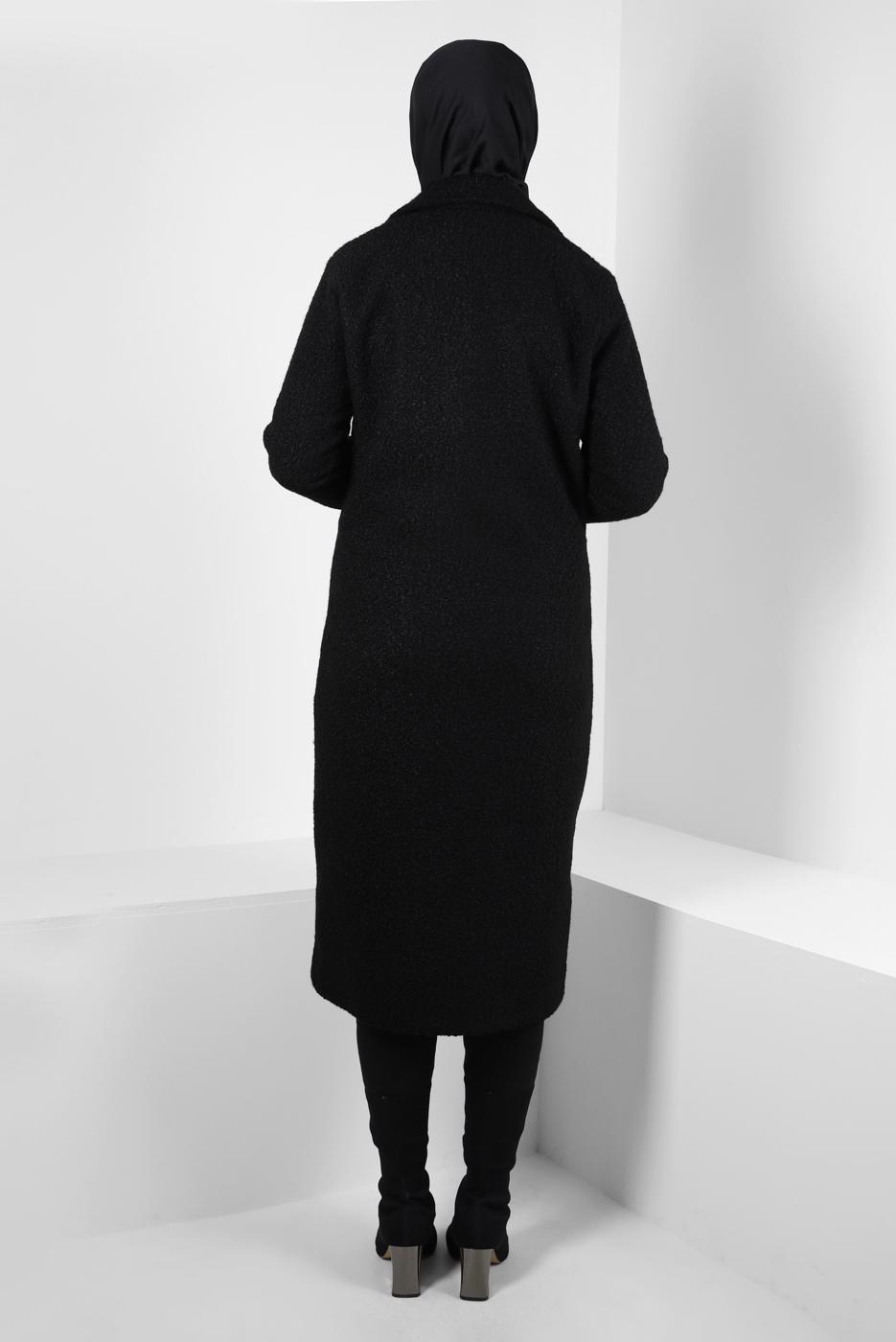 Vêtements hijab NOIR MANTEAU À DOUBLE BOUTONNAGE T 6627