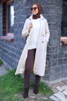 Vêtements hijab ÉCRU MANTEAU À DOUBLE BOUTONNAGE T 6627