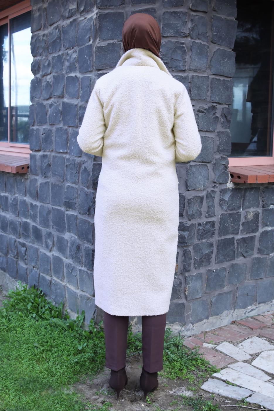 Vêtements hijab ÉCRU MANTEAU À DOUBLE BOUTONNAGE T 6627