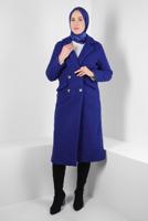 Vêtements hijab BLEU MARINE MANTEAU À DOUBLE BOUTONNAGE T 6627