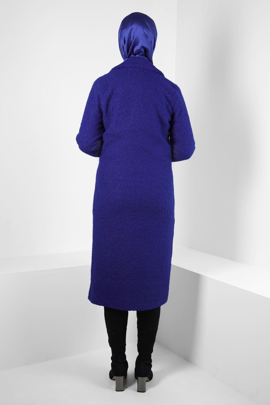 Vêtements hijab BLEU MARINE MANTEAU À DOUBLE BOUTONNAGE T 6627