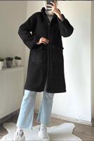 Hijab clothing BLACK STAND-UP COLLAR COAT T 7695