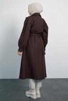 Tesettür giyim KAHVE KEMERLİ KABAN T 8595