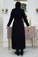Tesettür giyim SİYAH KUŞAKLI MANTO T 8777