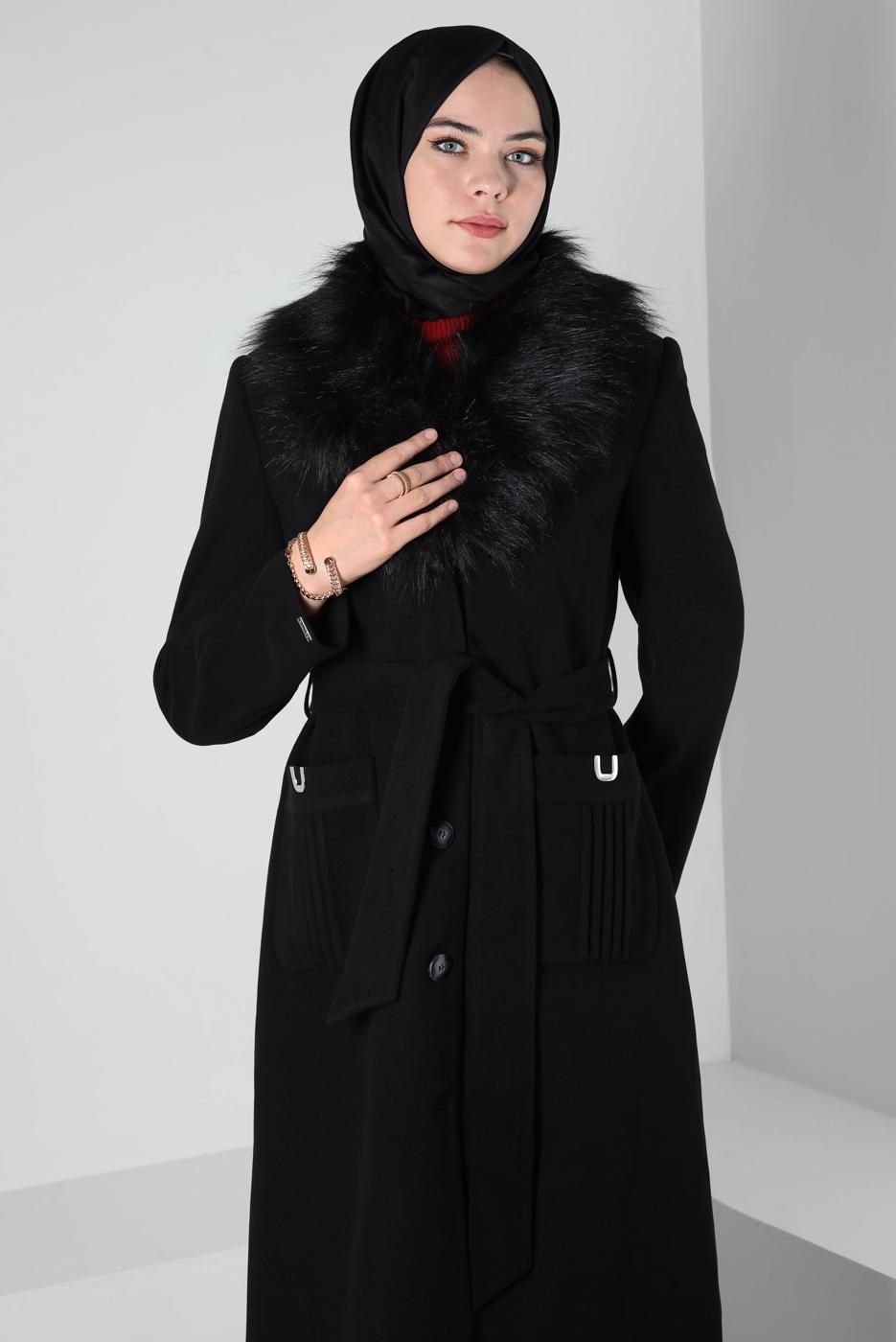 Hijab clothing BLACK T 90405 ALVİNA WİNTER ALMEDA KABAN 40/48 TEK42