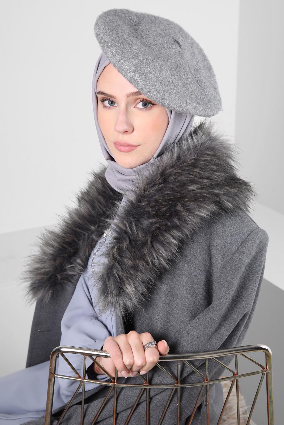 Hijab clothing GREY T 90405 ALVİNA WİNTER ALMEDA KABAN 40/48 TEK42