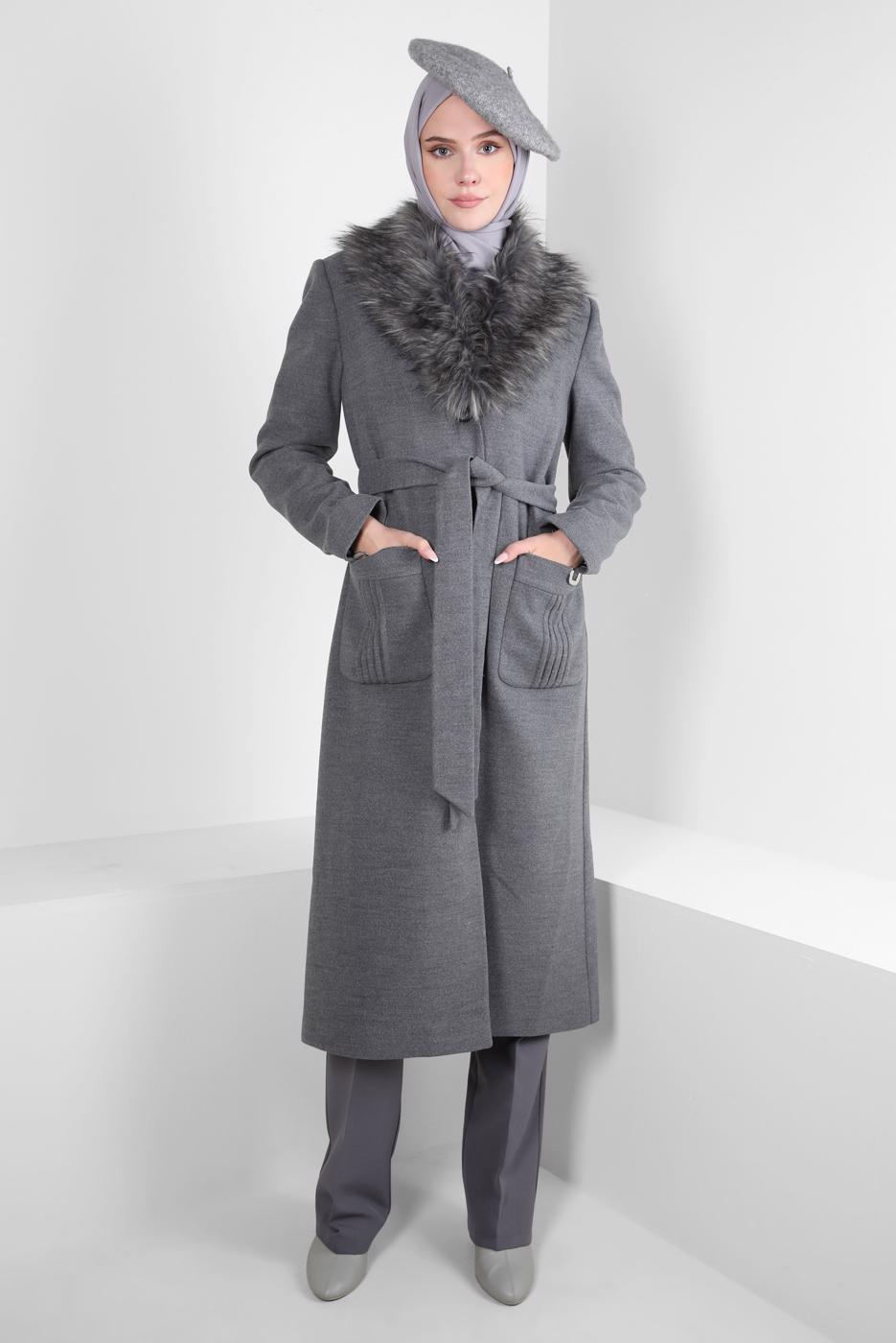 Hijab clothing GREY T 90405 ALVİNA WİNTER ALMEDA KABAN 40/48 TEK42