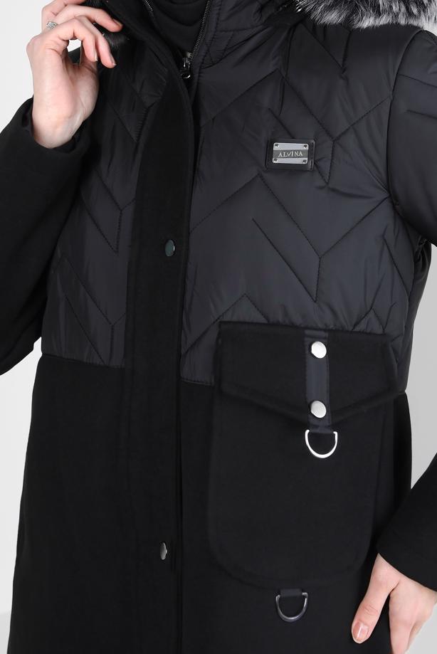 Hijab clothing BLACK ALVINA HOODED COAT T 90427 - TRENDTESETTÜR