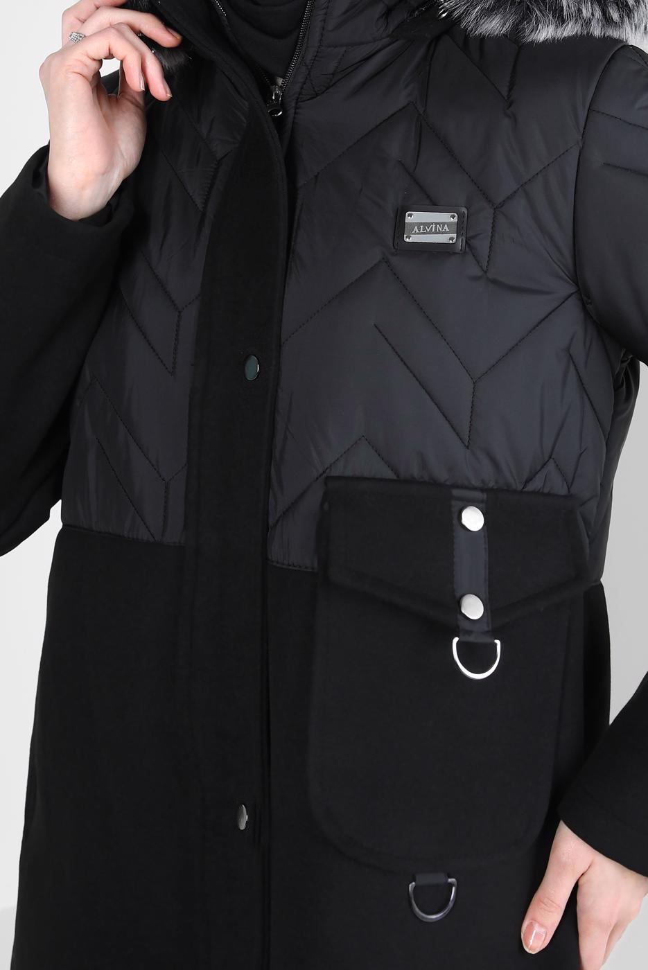 Hijab clothing BLACK ALVINA HOODED COAT T 90427