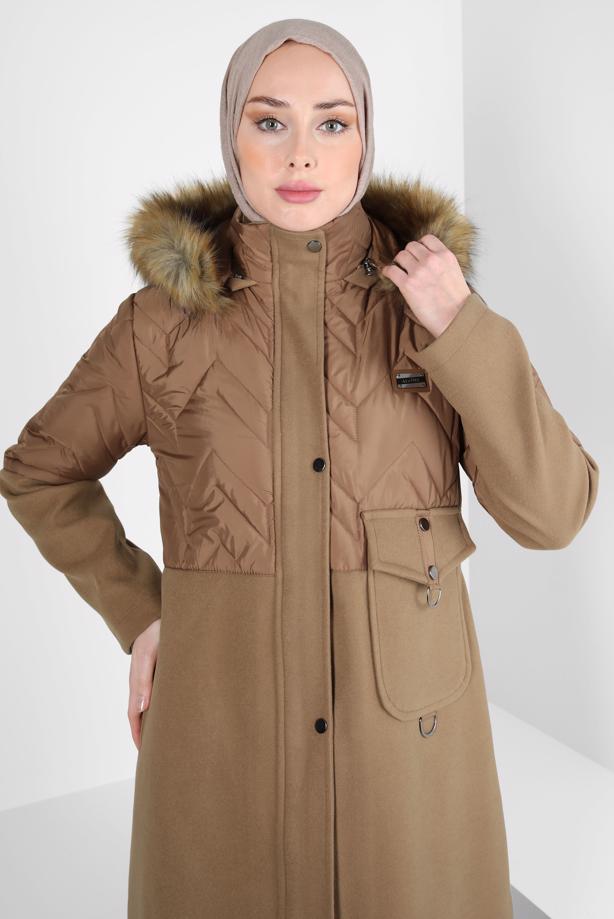 Hijab clothing BROWN ALVINA HOODED COAT T 90427 - TRENDTESETTÜR